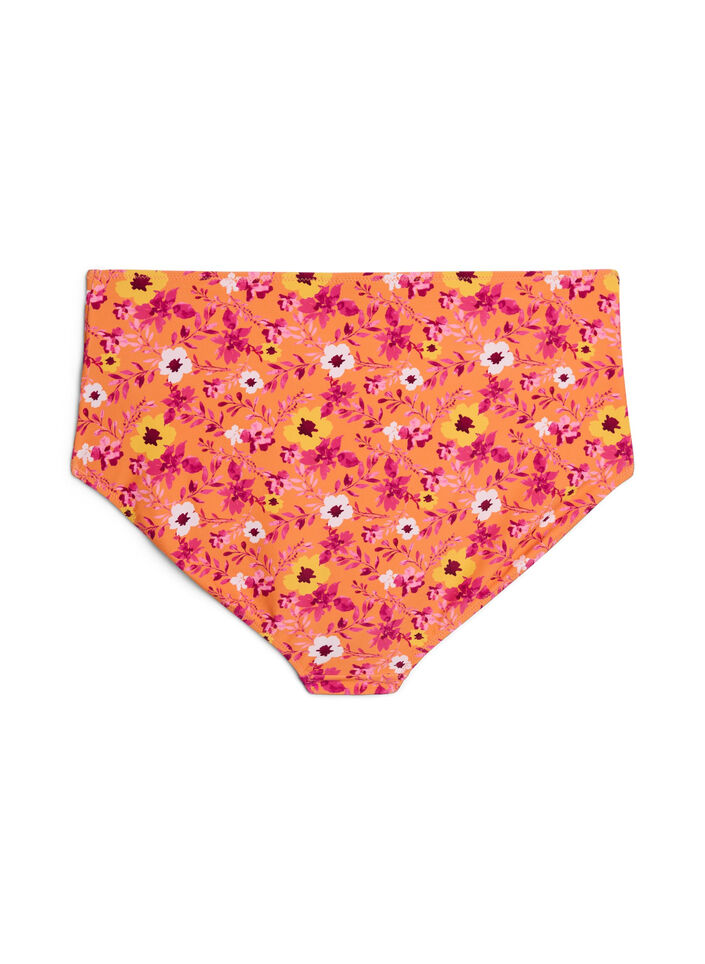 High-waisted bikini bottoms with pattern, Orange, Packshot image number 1