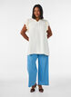 Tunic with broderie anglaise and ruffle sleeves, Beige, Model image number 1