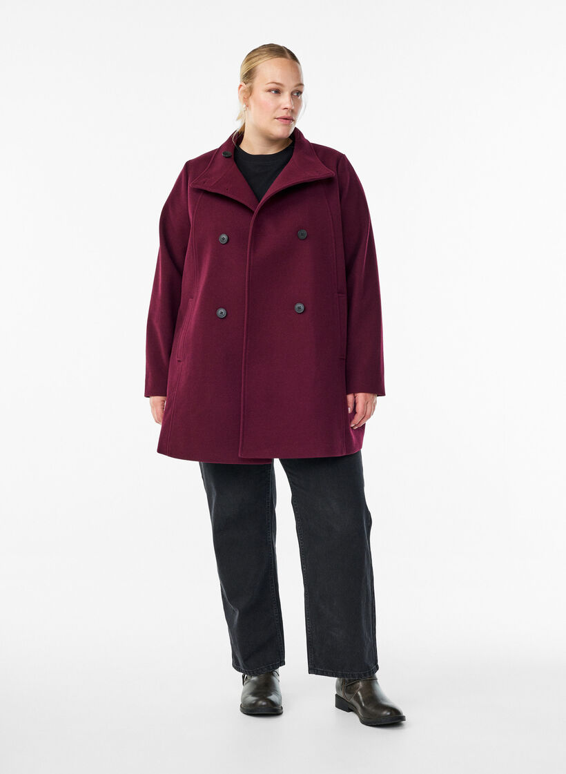 Short coat with A-line shape, Dark Bordeaux, Model image number 1