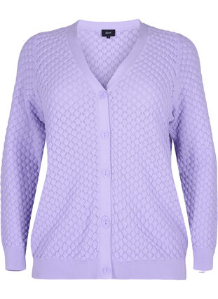Patterned cotton cardigan, Lavender, Packshot image number 0