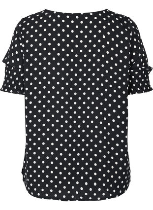 Printed viscose blouse with buttons, Black Dot, Packshot image number 1