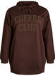 Hoodie with a terry text motif, Brown, Packshot image number 0