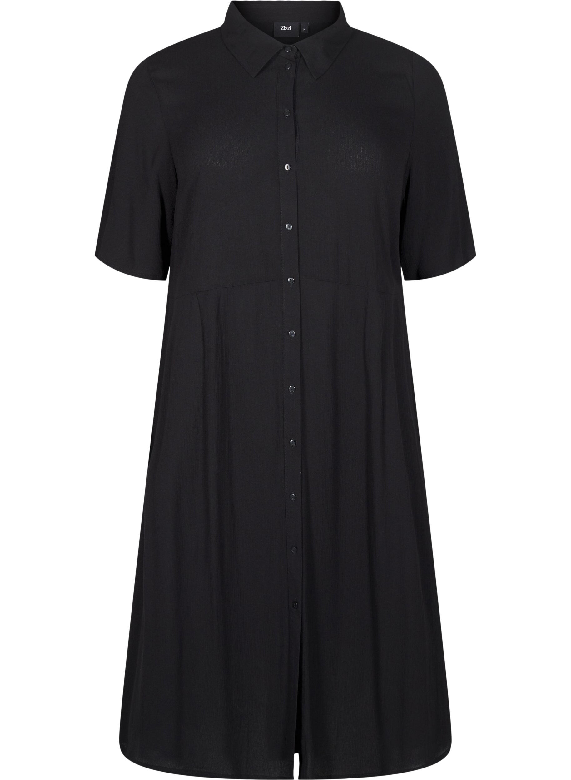 Midi shirt dress with short sleeves