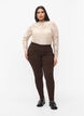 Close-fitting trousers with zipper details, Brown, Model image number 0