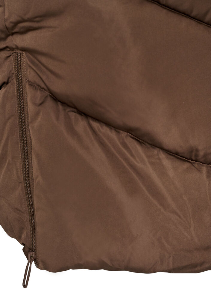 Long puffer coat with hood and pockets, Brown, Packshot image number 4