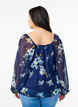 Chiffon blouse with floral print and long sleeves, Blue, Model image number 2