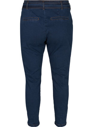 Cropped jeans with belt, Blue denim, Packshot image number 1
