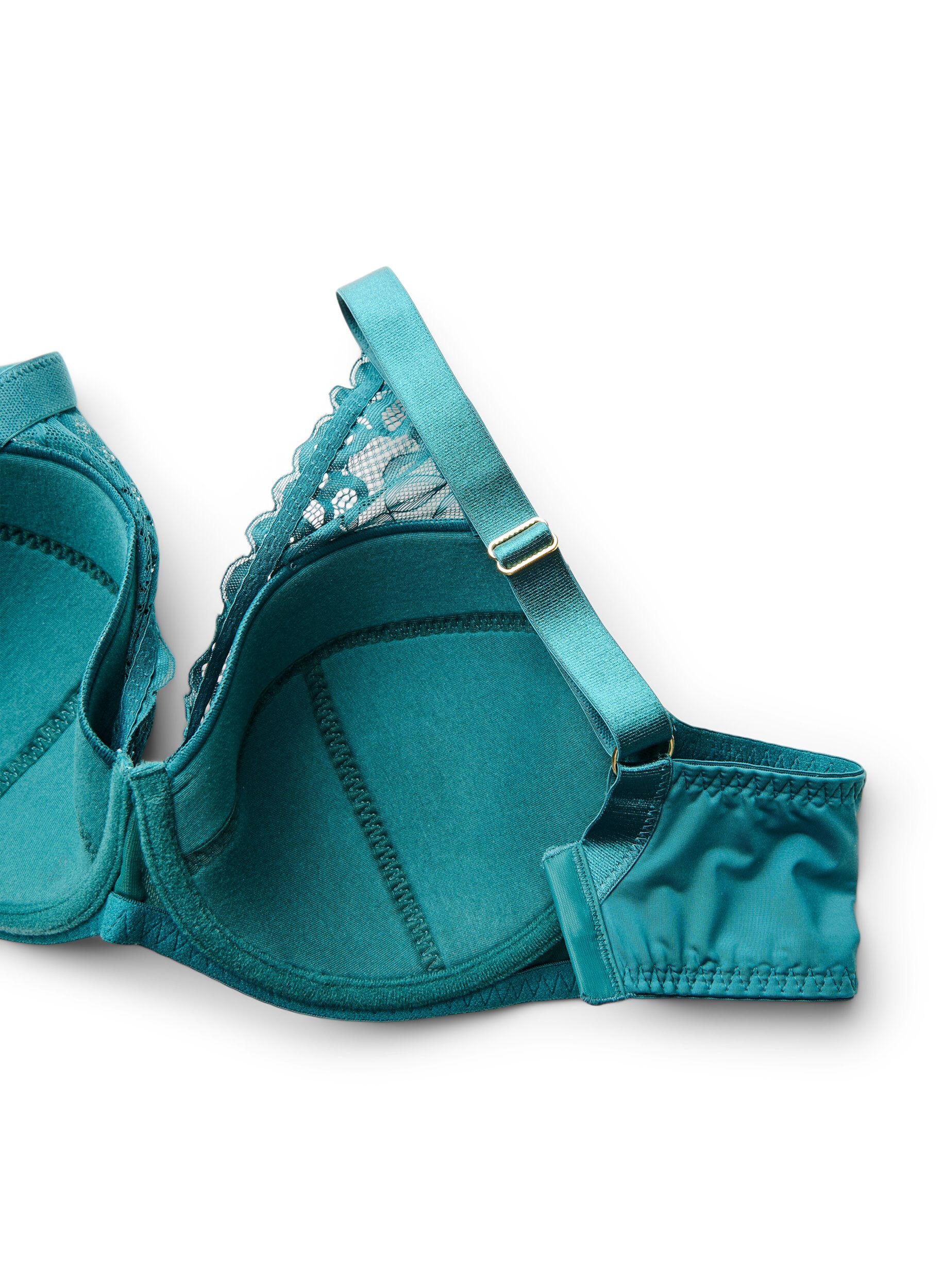 Zizzifashion Padded underwired lace bra, Green, Packshot image number 3