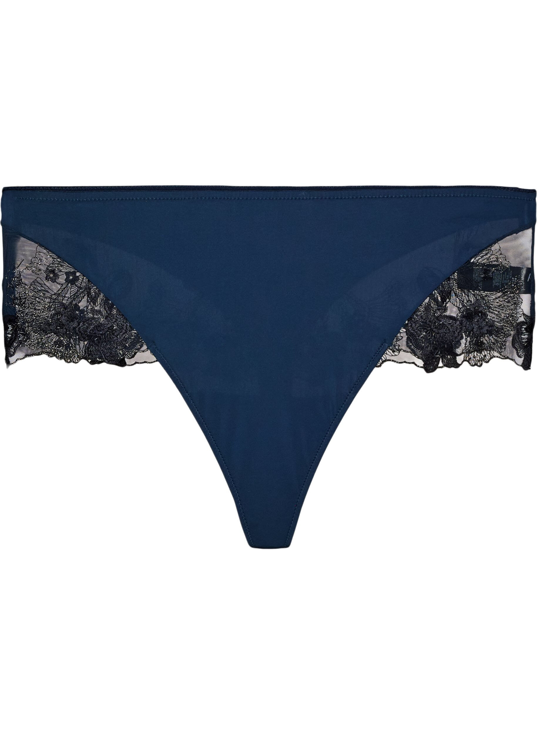 ZizzifashionHipster thong with floral embroidery and regular waist, Blue, Packshot image number 0