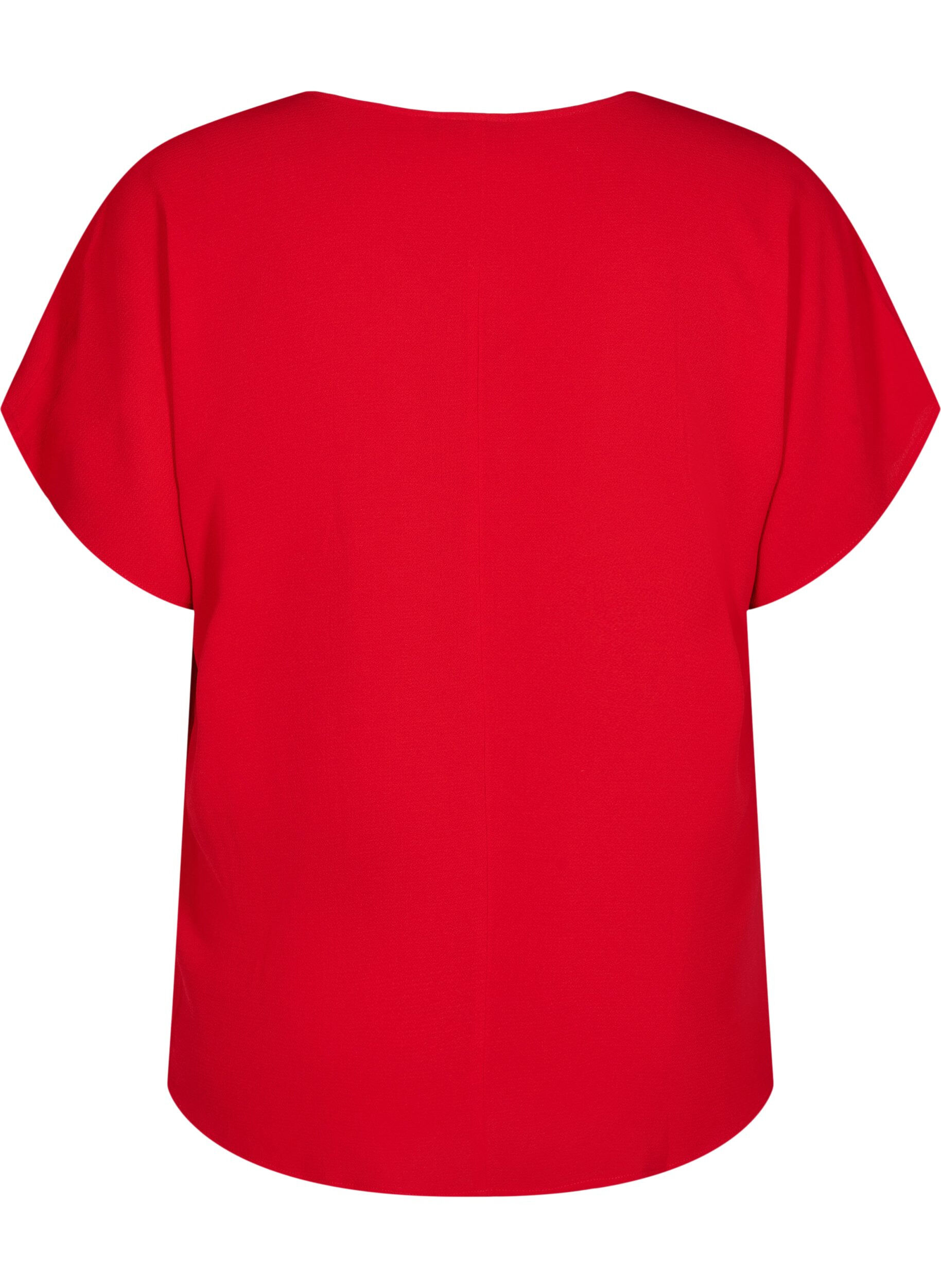 ZizzifashionBlouse with short sleeves and a round neckline, Red, Packshot image number 1