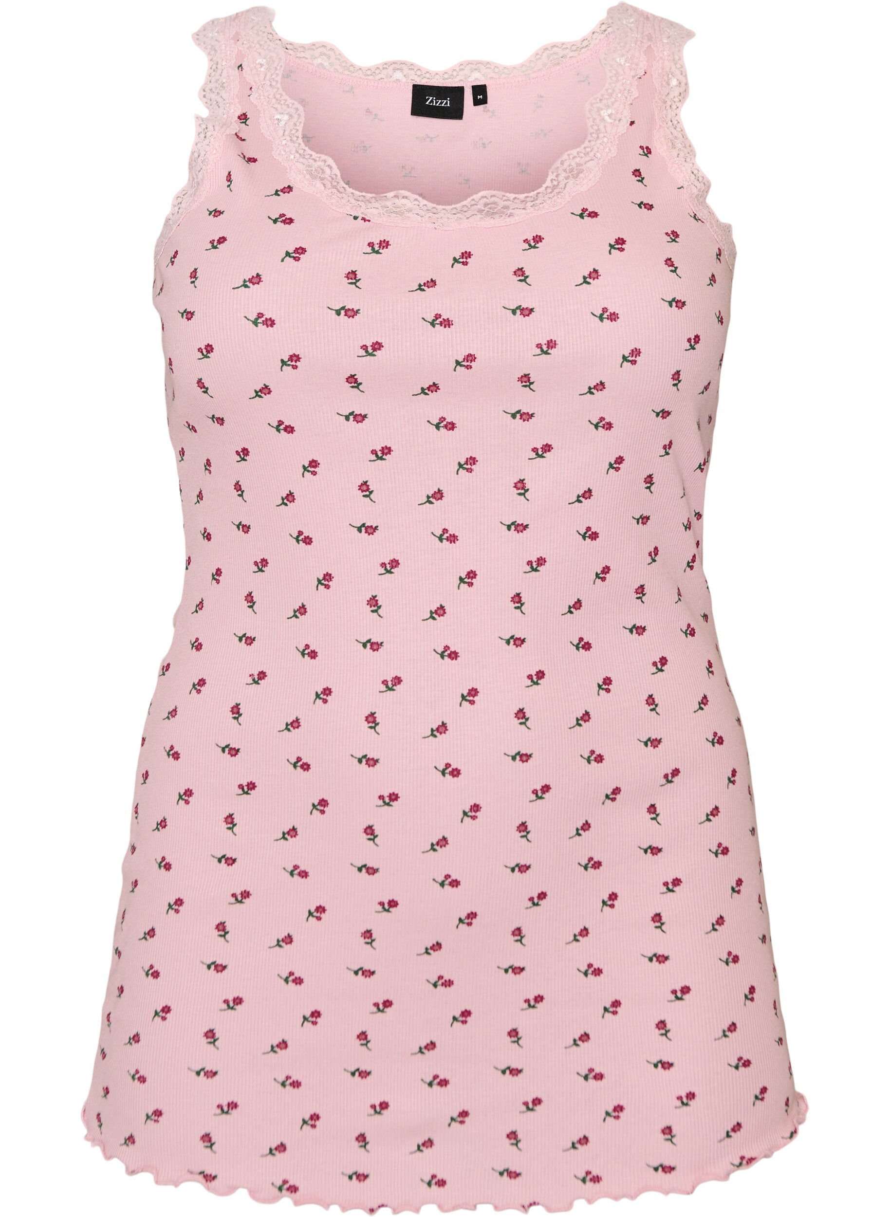 ZizzifashionTop with print and lace edge, Red, Packshot image number 0