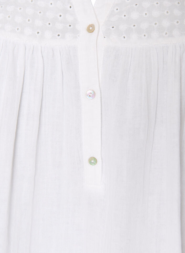 Blouse in cotton muslin with broderie anglaise, White, Packshot image number 2