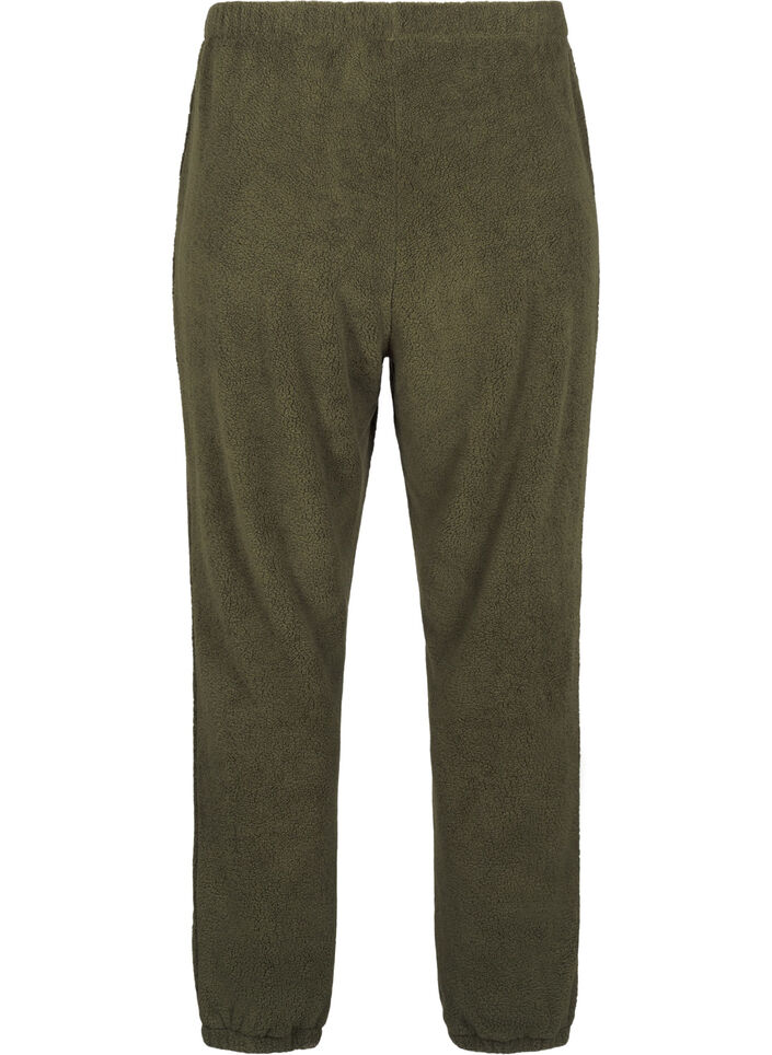 Soft teddy trousers with elasticated waist, Forest Night, Packshot image number 1