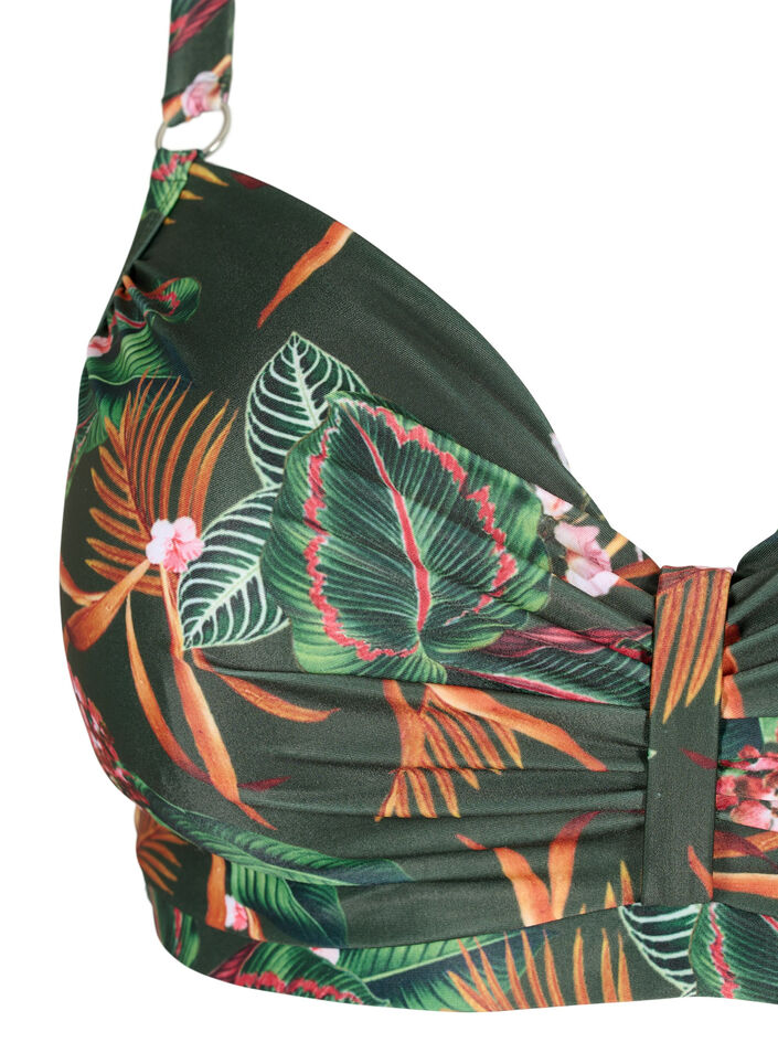 Underwired bikini bra with print, Green, Packshot image number 2