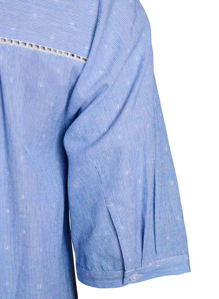 Short dress with lace ribbons and A-line shape, Blue, Packshot image number 3