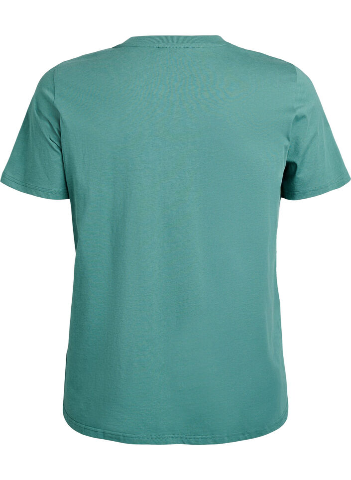 Basic cotton t-shirt with a round neck, Green, Packshot image number 1