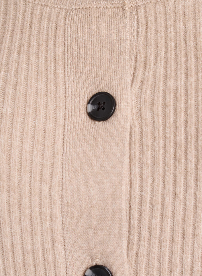 Ribbed cardigan with buttons, Beige, Packshot image number 2