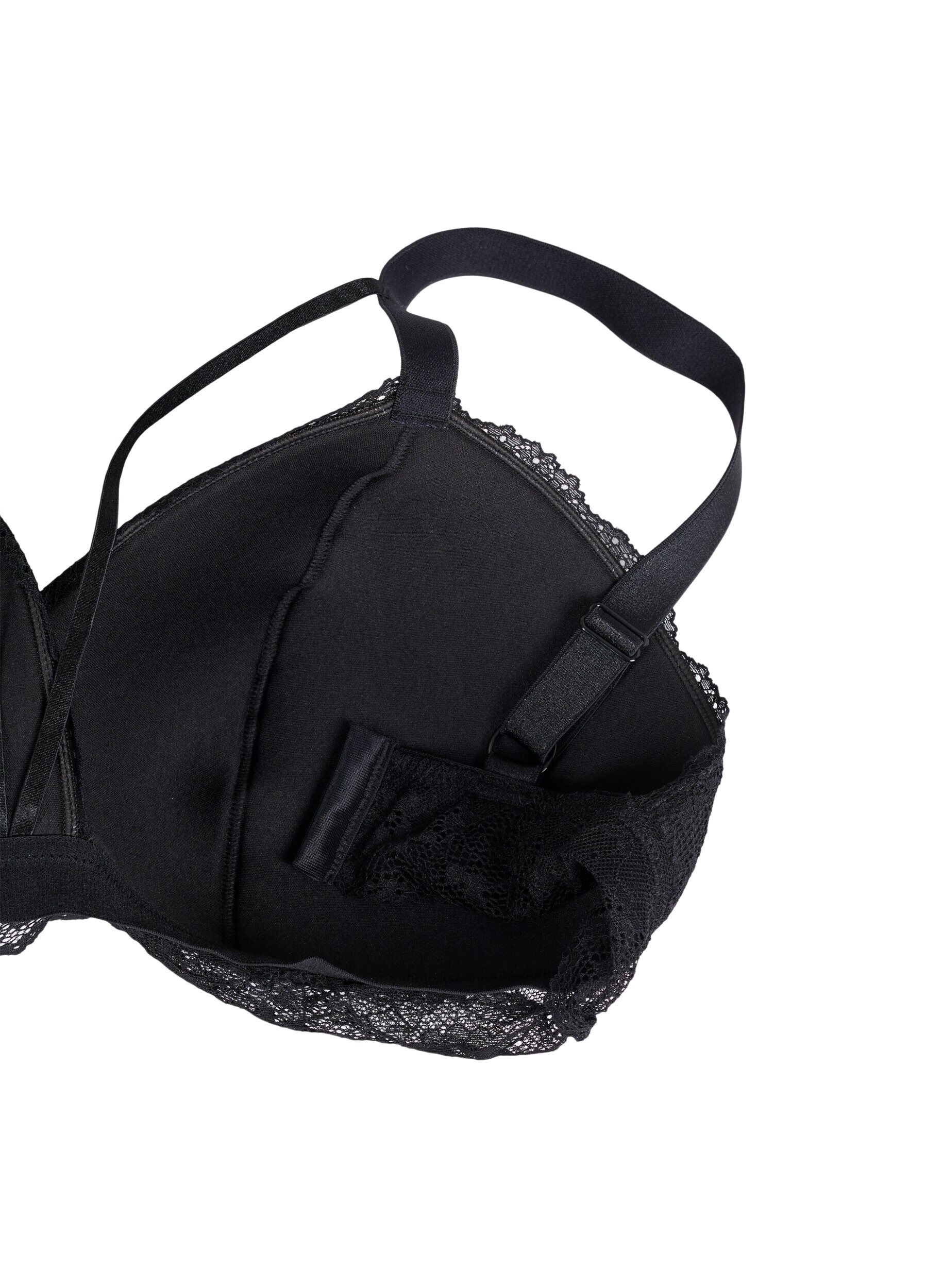 Zizzifashion Lace bra with string details, Black, Packshot image number 3