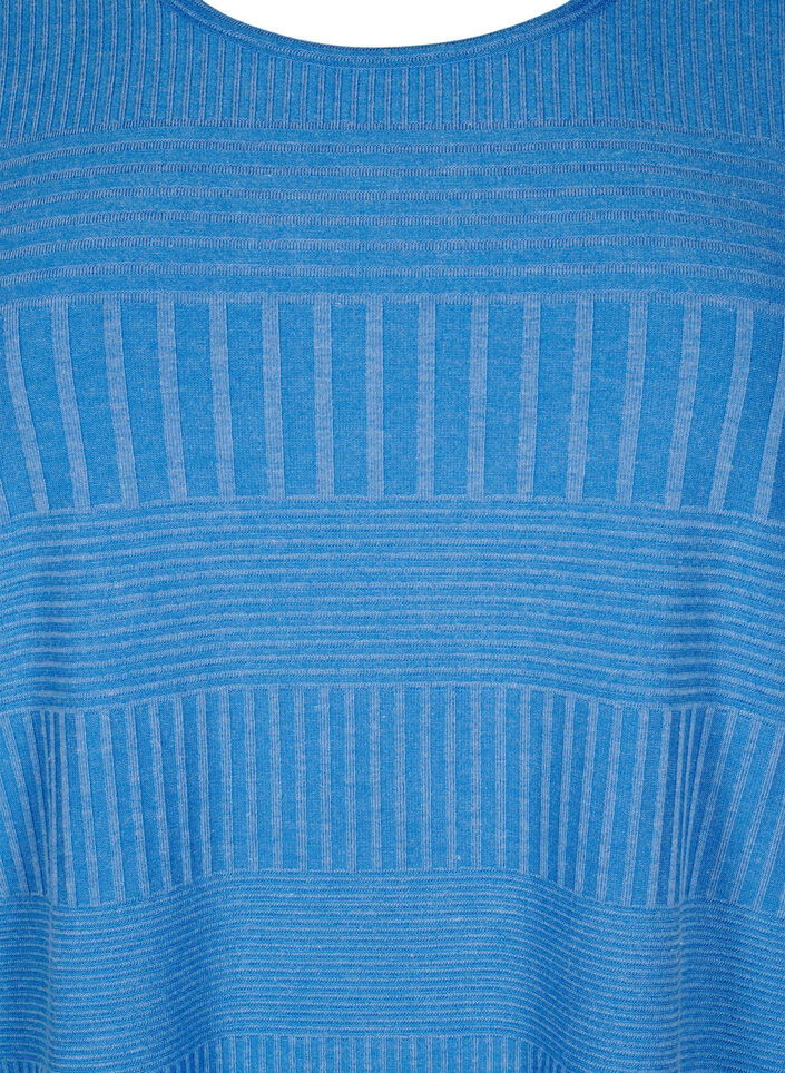 Blouse with 3/4 sleeves and striped pattern, Princess Blue Mel., Packshot image number 2