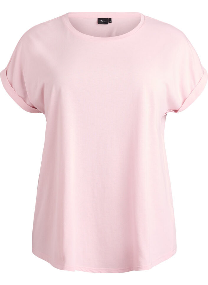 Short sleeved cotton blend t-shirt, Pink, Packshot image number 0