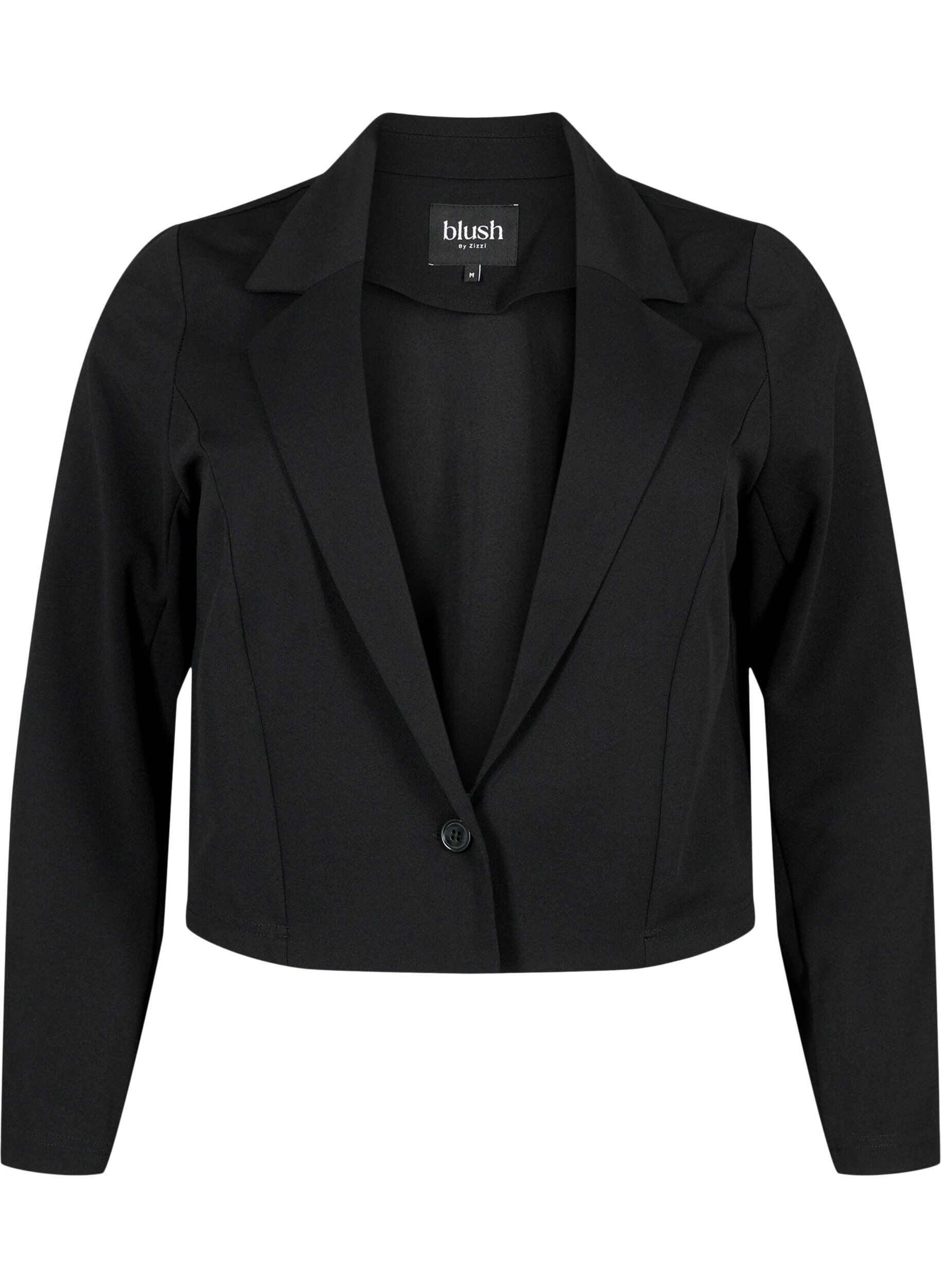 Zizzifashion Short blazer with button, Black, Packshot image number 0