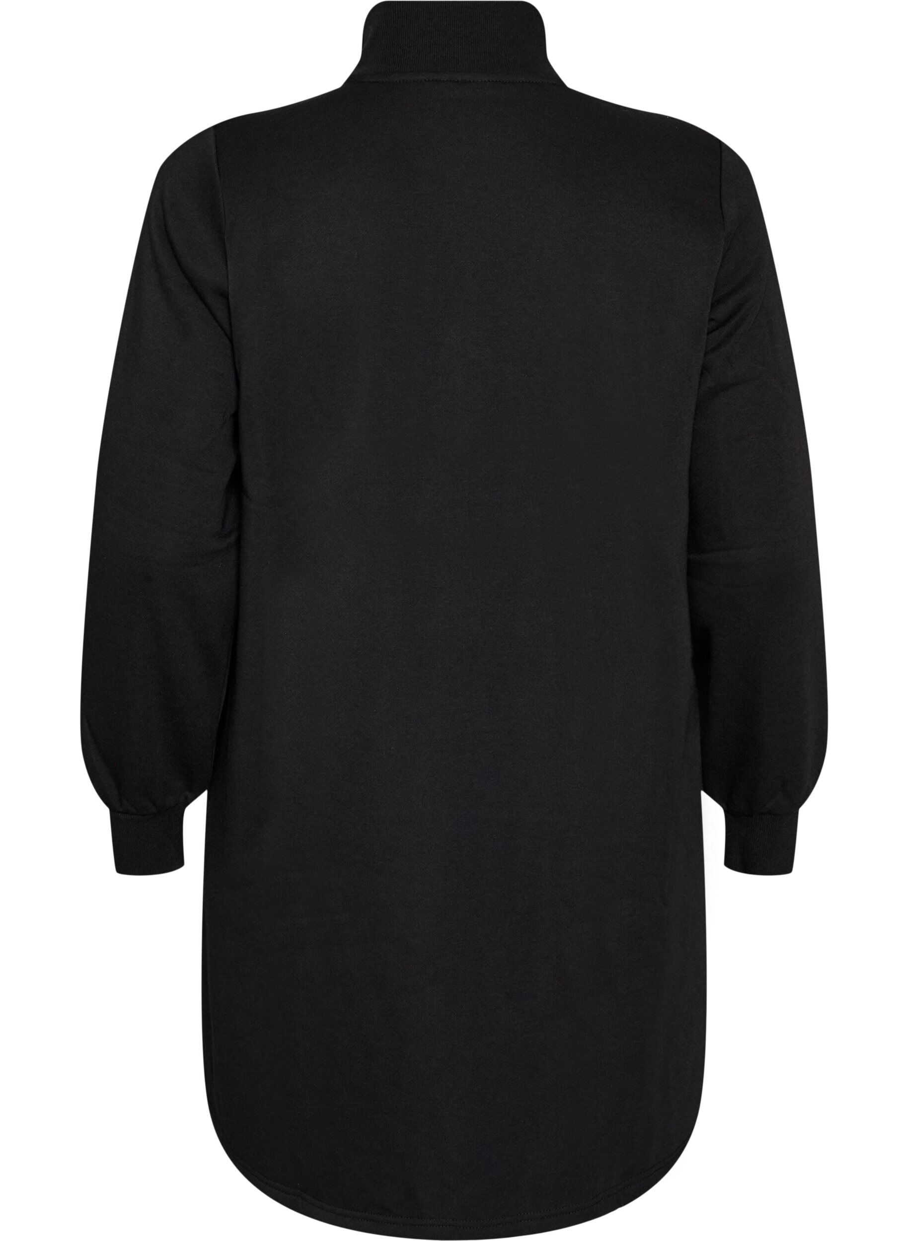 ZizzifashionSweatshirt dress with a high ribbed collar and zip, Black, Packshot image number 1