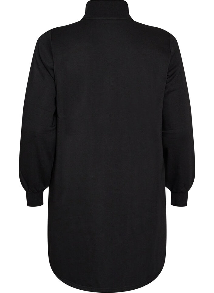 Sweatshirt dress with a high ribbed collar and zip, Black, Packshot image number 1
