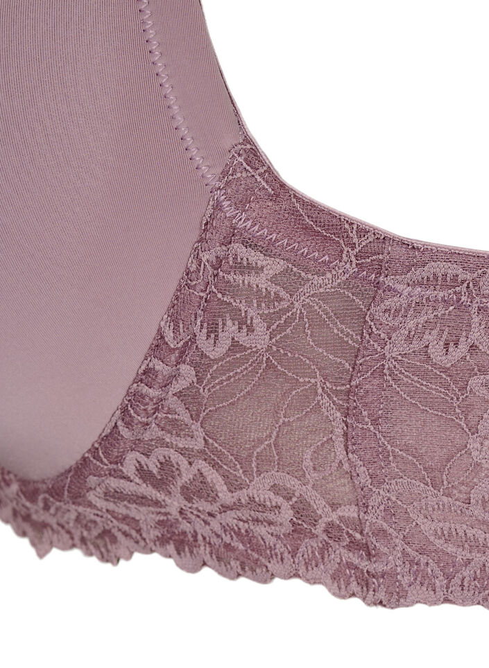 Moulded bra with lace and smooth cups, Rose, Packshot image number 3