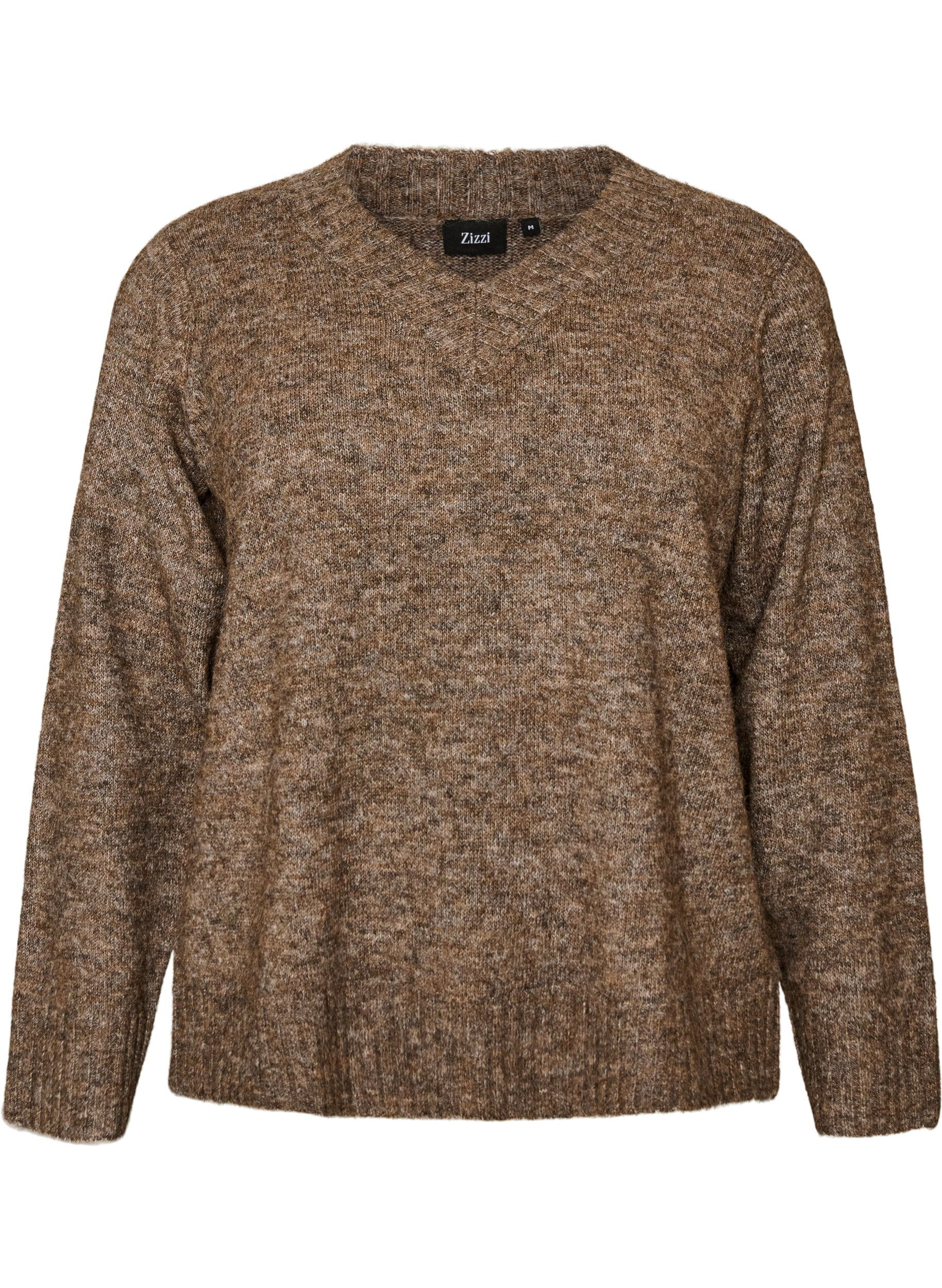 ZizzifashionV-neck jumper, Brown, Packshot image number 0