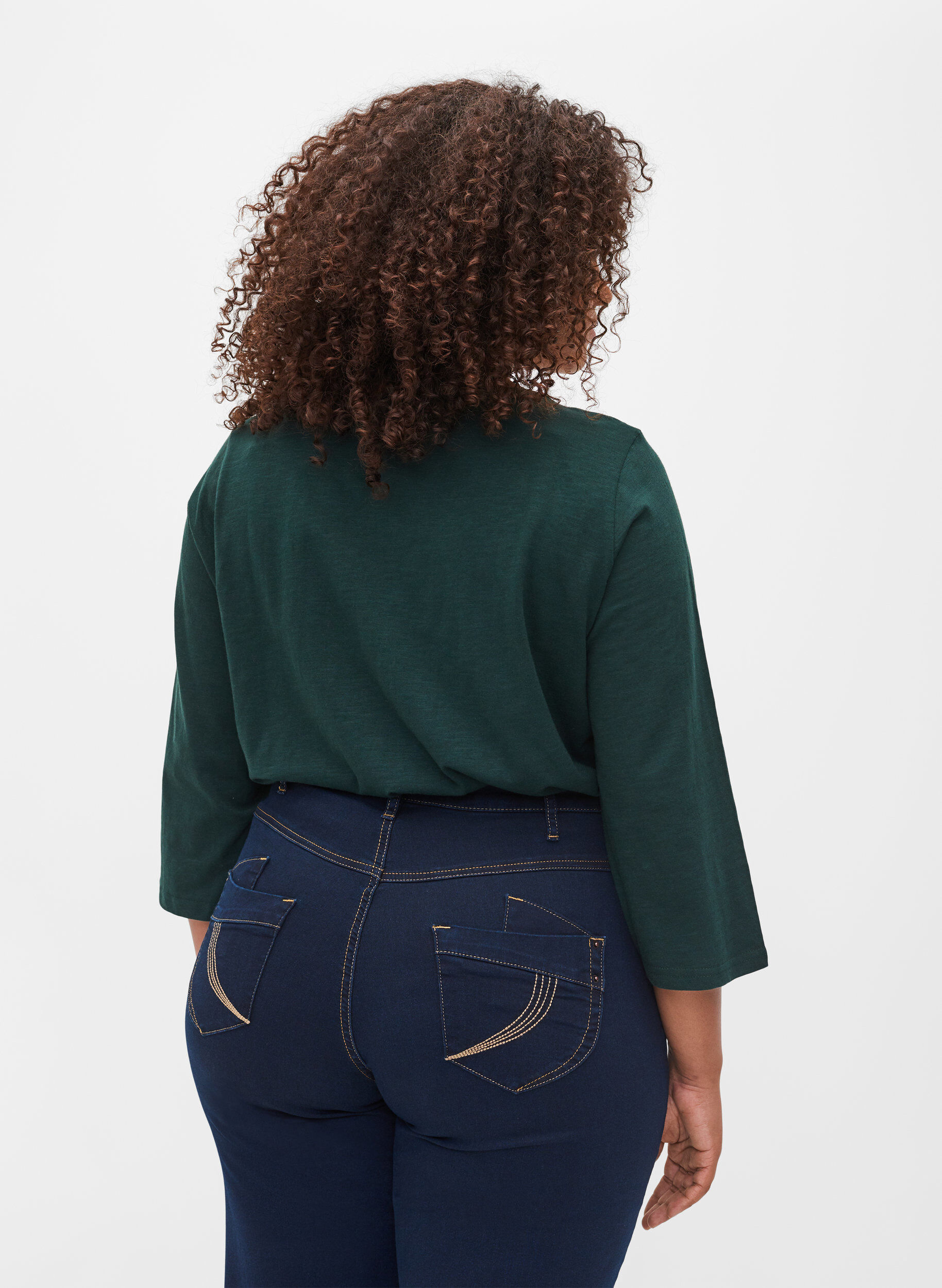 Zizzifashion Cotton top with 3/4 sleeves, Scarab, Model image number 1