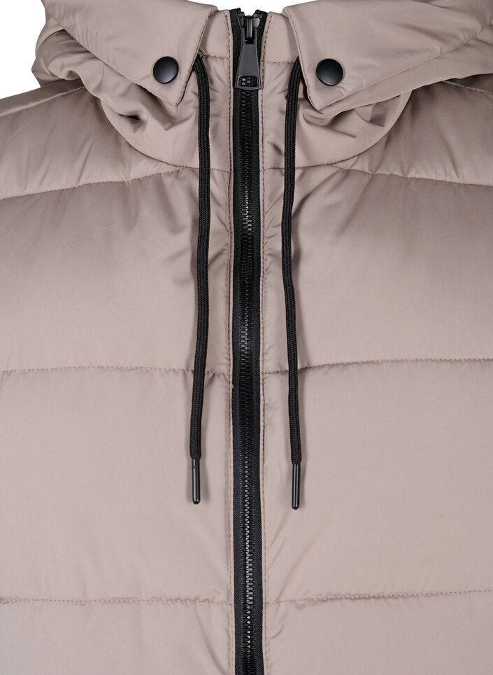 Long vest with hood and pockets, Beige, Packshot image number 2