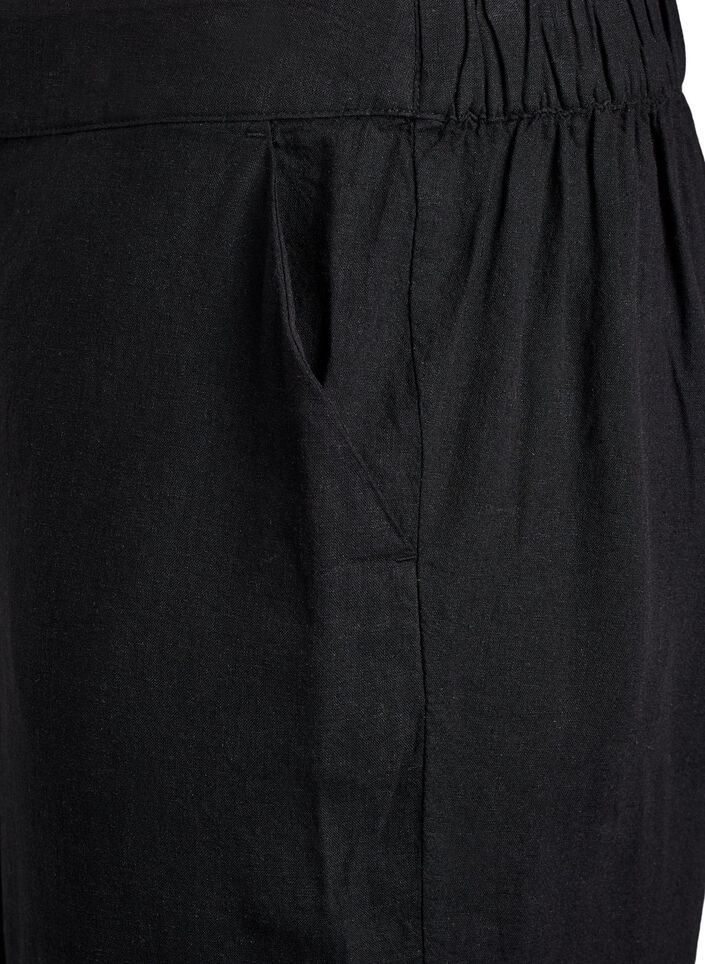Loose trousers in linen and viscose, Black, Packshot image number 2