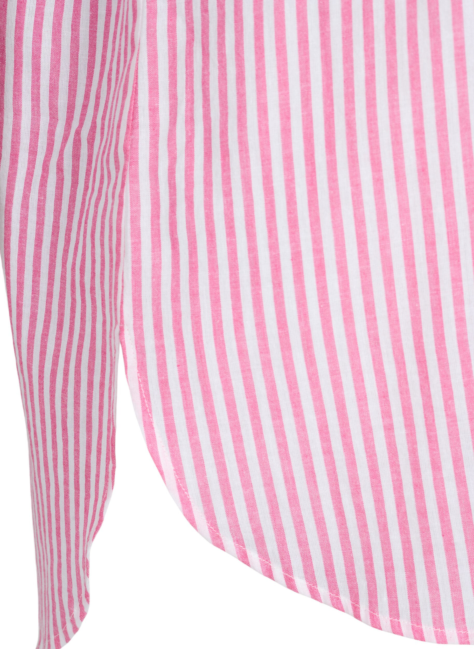 Zizzifashion Striped tunic with v neck and buttons, Beetroot Stripe, Packshot image number 3