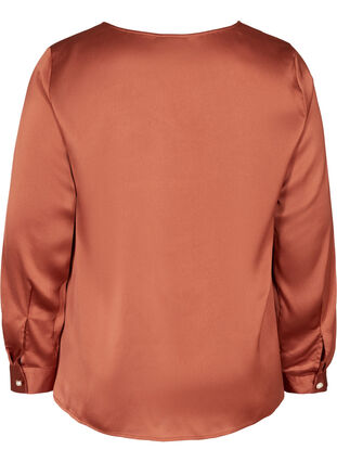 Long-sleeved blouse with feminine buttons, Russet, Packshot image number 1