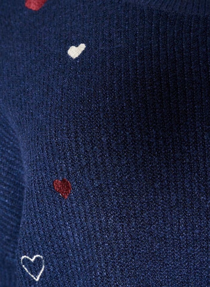 Jumper with hearts and 3/4 sleeves, Blue, Packshot image number 2