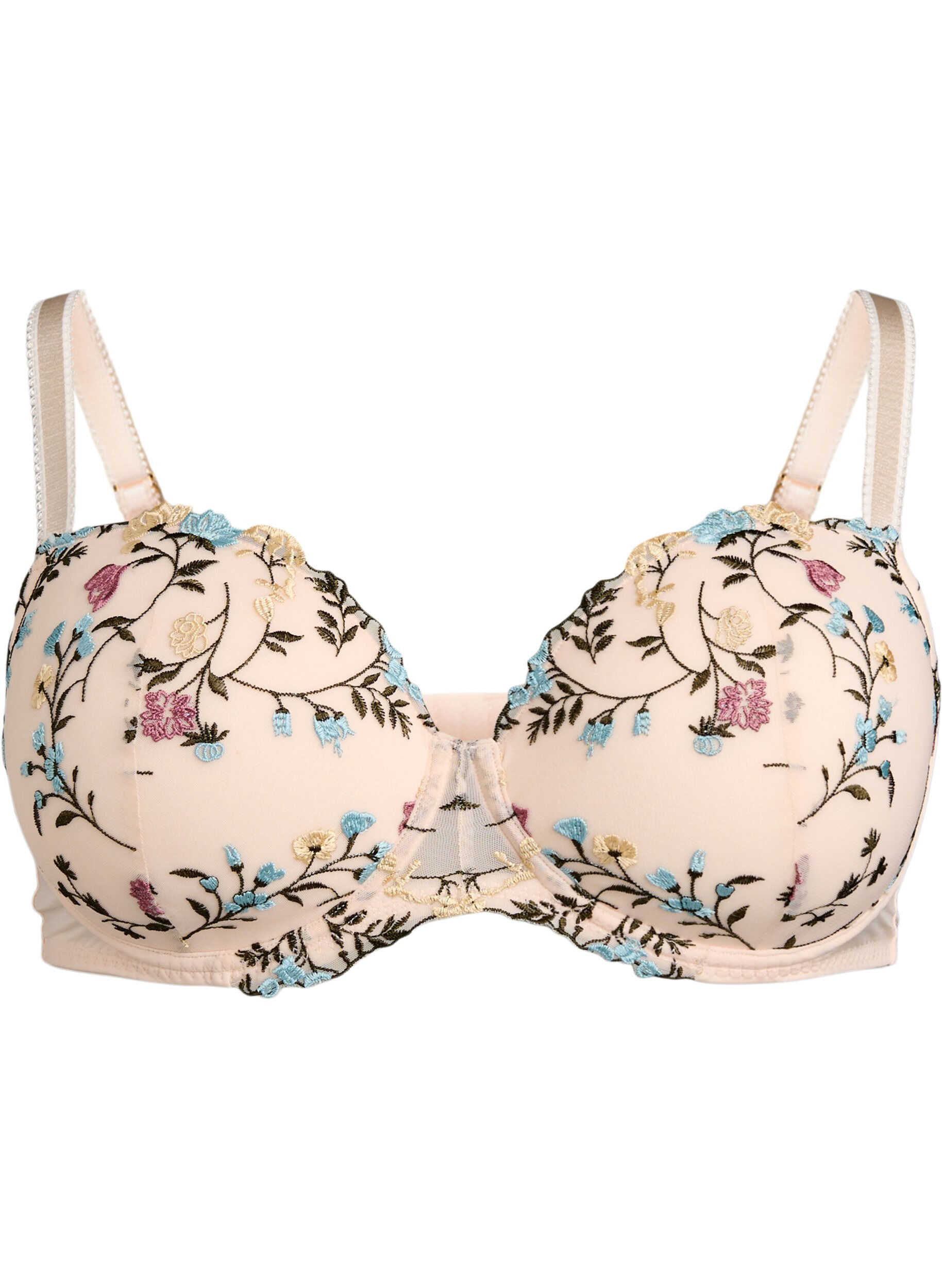 Zizzifashion Moulded bra with embroidered flowers, Rose, Packshot image number 0