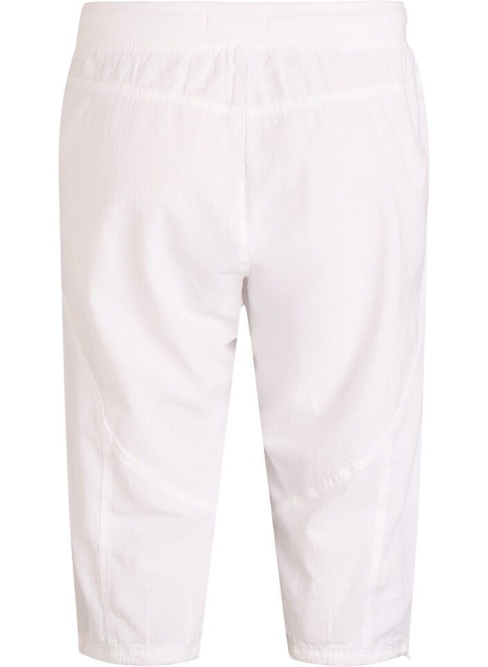 Cotton Capri trousers , White, Packshot image number 1