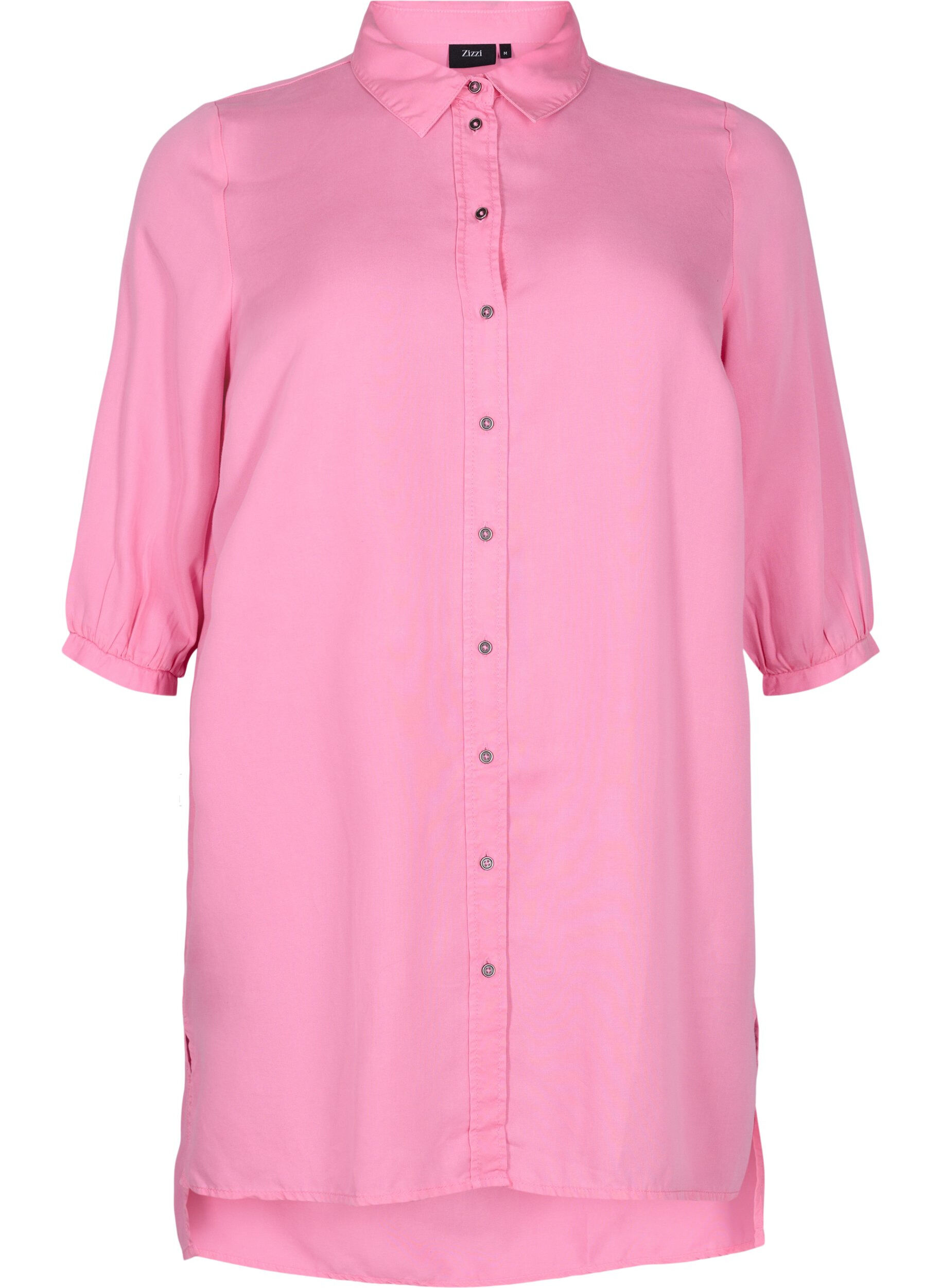 Zizzifashion 	 Long shirt with 3/4 sleeves in lyocell (TENCEL&trade;), Rosebloom, Packshot image number 0
