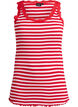 Striped top with a ribbed texture and a lace trim, Pink, Packshot image number 0