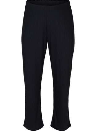 Loose trousers made from ribbed material, Black, Packshot image number 0
