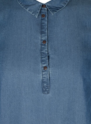 Tunic with collar and 3/4 sleeves, Blue denim, Packshot image number 2