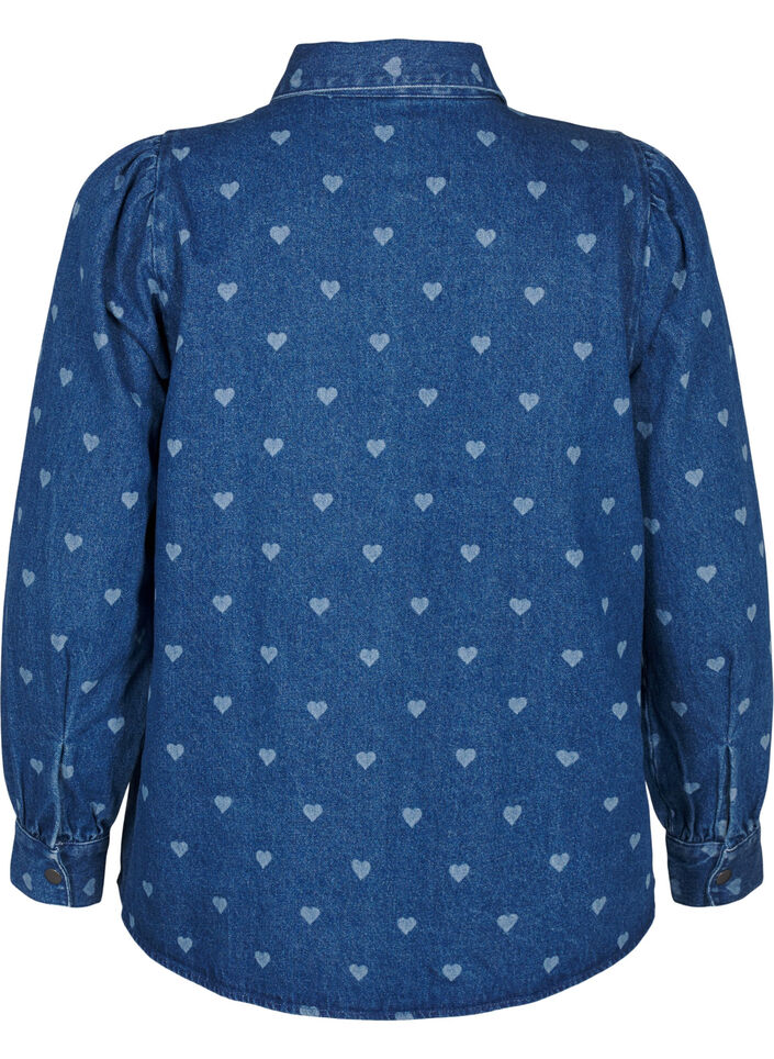 Denim shirt with hearts, L. Blue D. W. Heart, Packshot image number 1