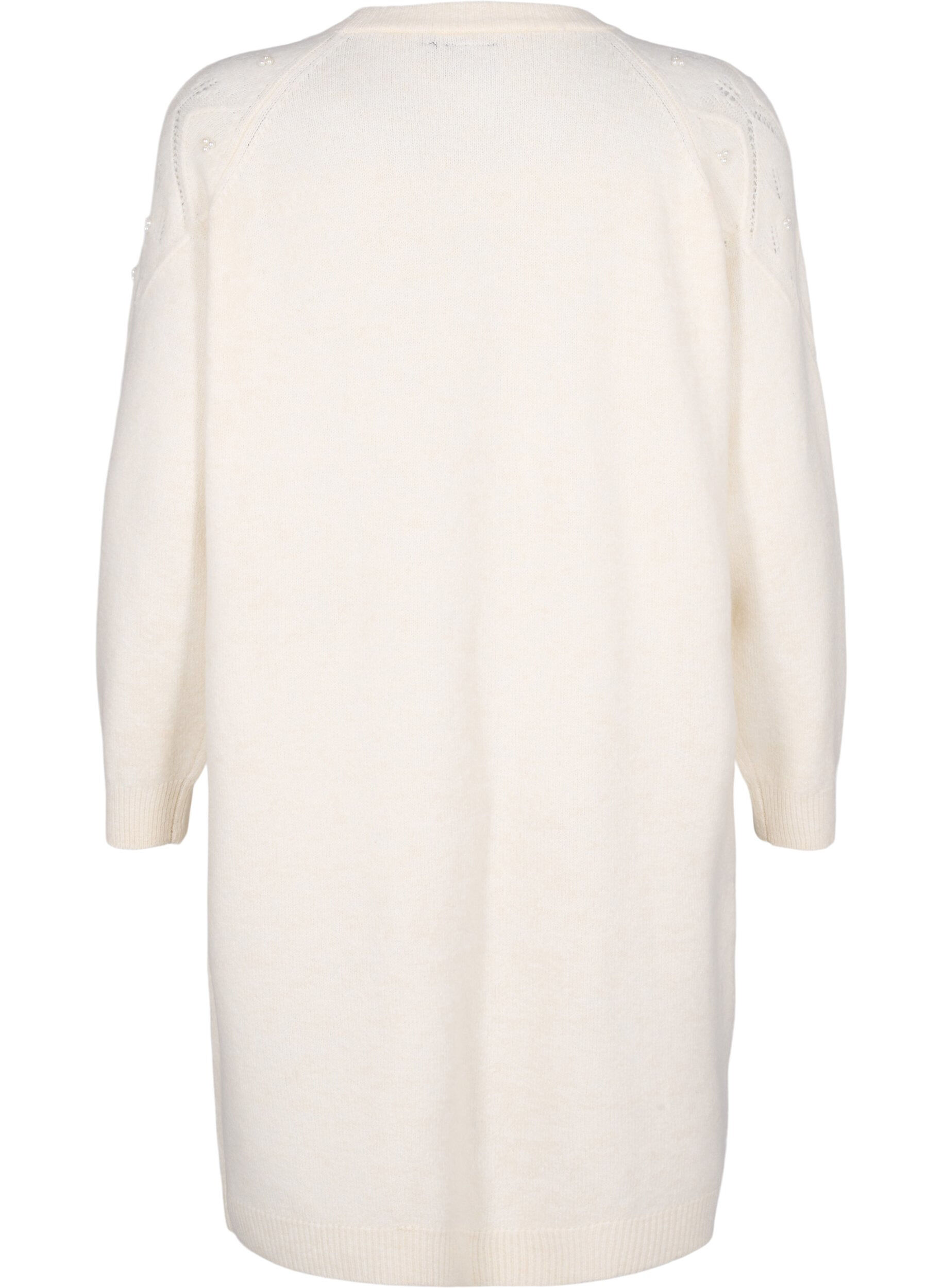 Zizzifashion Knitted dress with pattern and beads, Birch Mel., Packshot image number 1