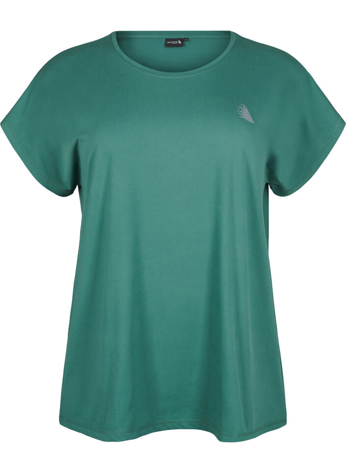 Solid-coloured workout T-shirt, Green, Packshot image number 0
