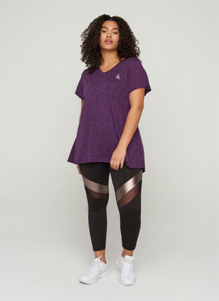 Patterned sports t-shirt with A-line shape, Plum Perfect1801, Model image number 2
