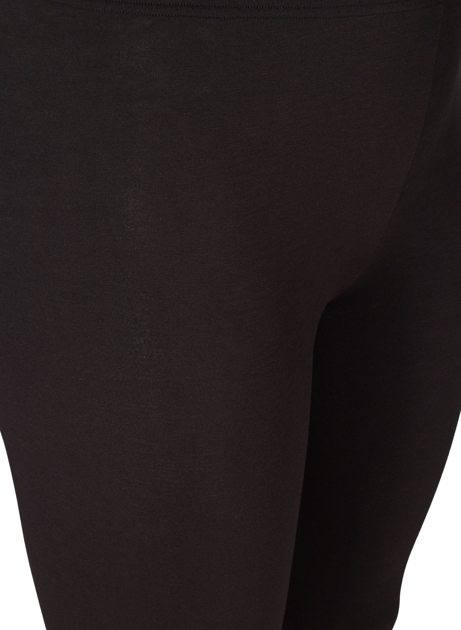 Zizzifashion Basic 3/4 leggings with ruched detail, Black, Packshot image number 2