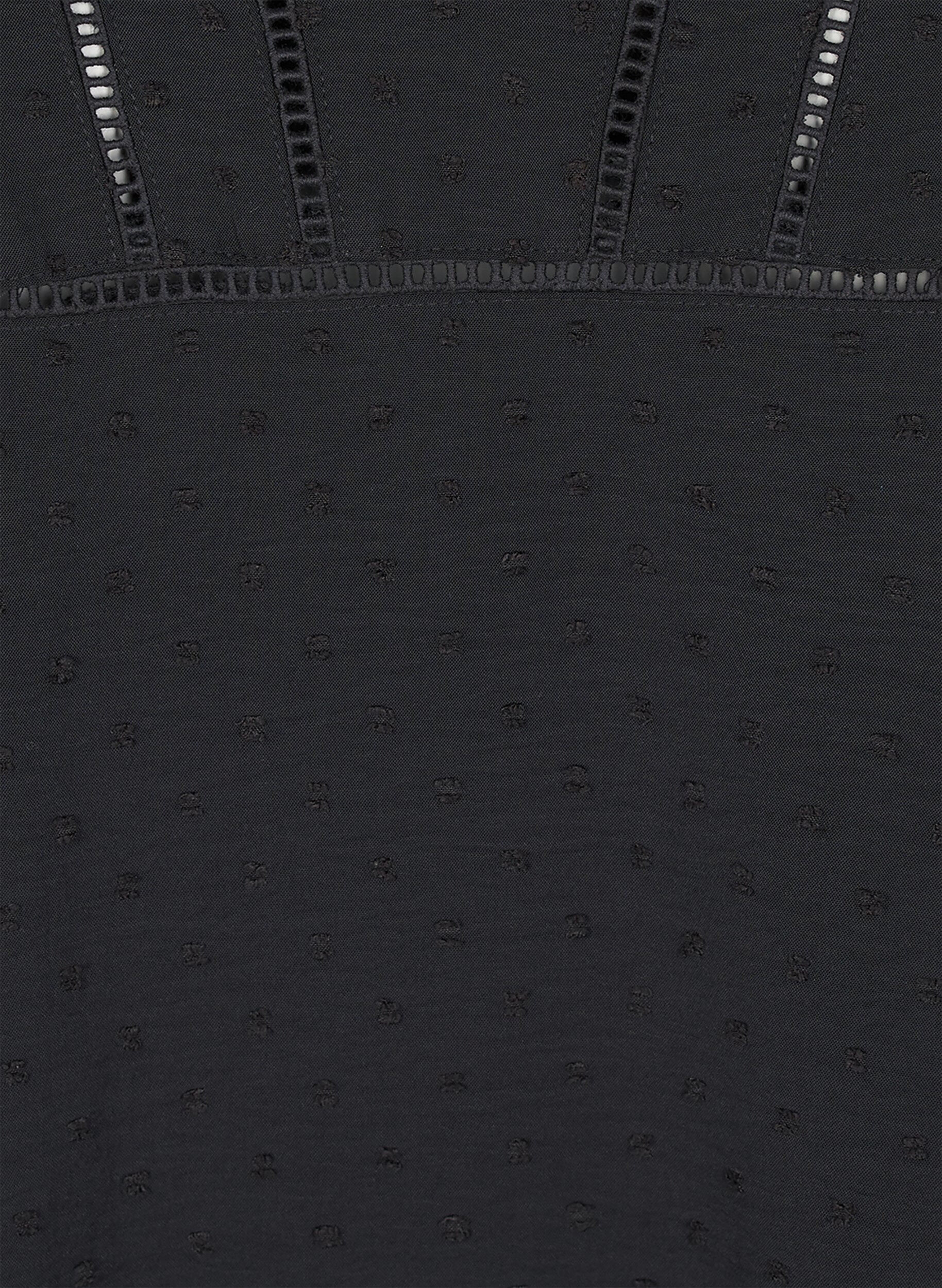 Zizzifashion Blouse with short puff sleeves and dotted texture, Black, Packshot image number 2