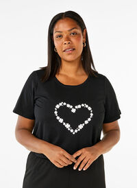 FLASH - T-shirt with motif, Black Flower Heart , Model