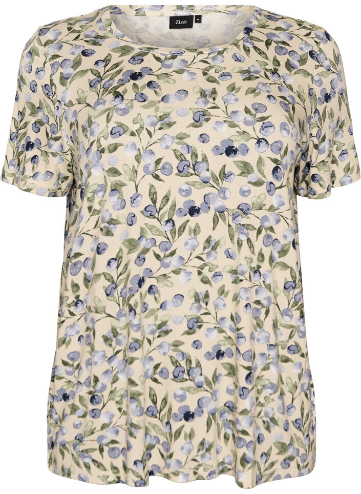 T-shirt with floral print, Vanilla, Packshot image number 0