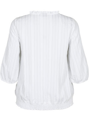 Viscose blouse with 3/4 sleeves and smock, Bright White, Packshot image number 1